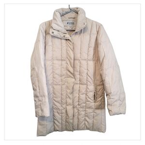 Tower by London Fog Quilted Puffer Coat Beige Down Blend Women’s Small